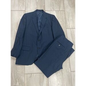 Sears "Custom Tailored" 1960s–70s Navy Pinstripe Suit Union Made USA 42R / 34x29